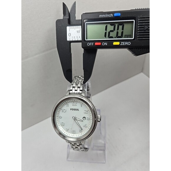 Fossil Bridgette AM4305 Womens Watch Silver Tone 42mm Date New Battery Sz. Small - Picture 6 of 11